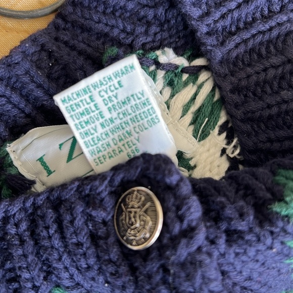 Vintage IZOD Hand Knit Fair Isle Silver Button 100% Cotton Cardigan Sweater - Picture 9 of 9